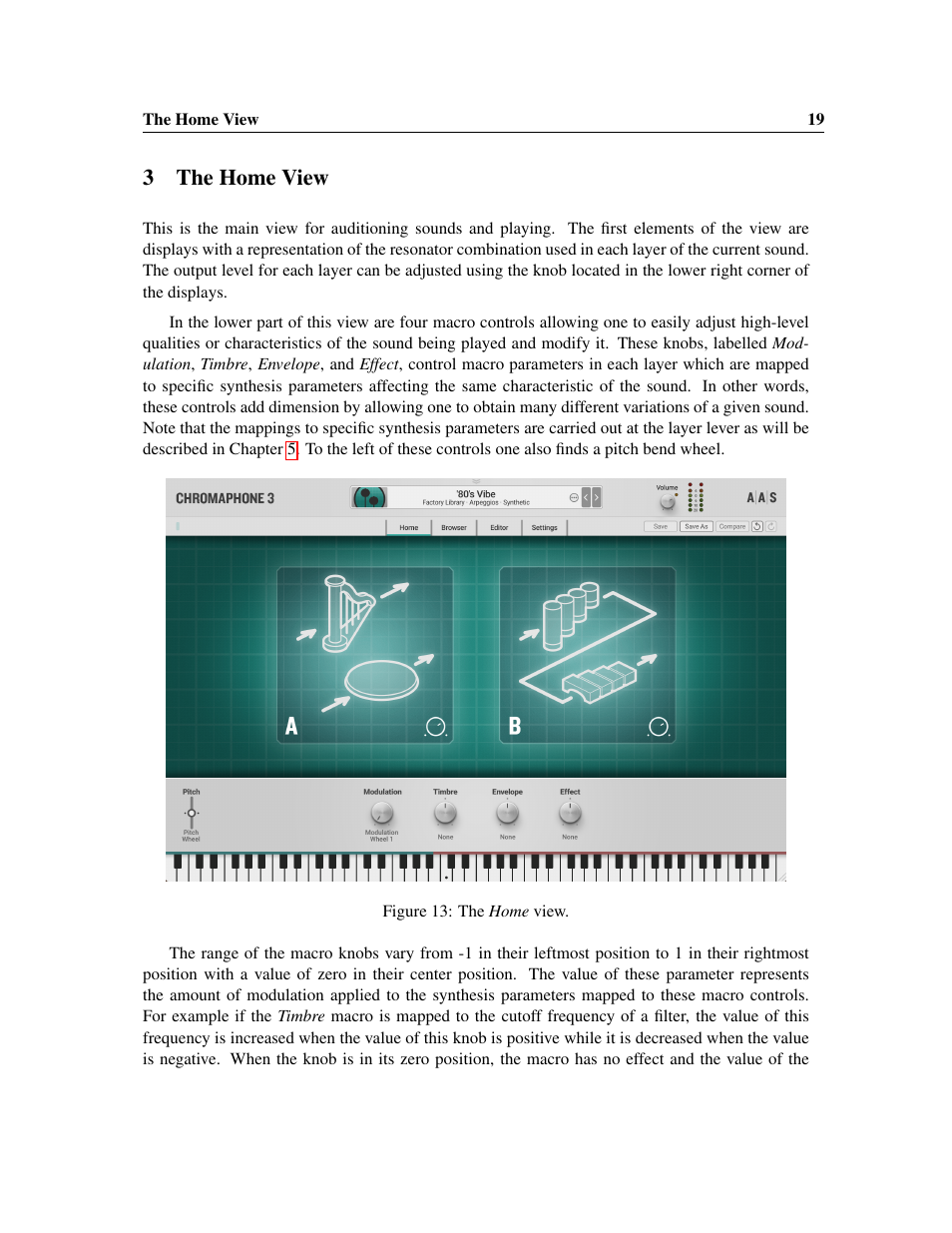 The home view, 3the home view | Applied Acoustics Systems Chromaphone 3 Upgrade Acoustic Object Synthesizer Plug-In (Download) User Manual | Page 19 / 83