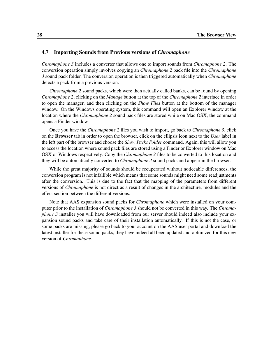 Importing sounds from previous versions of, Chromaphone | Applied Acoustics Systems Chromaphone 3 Upgrade Acoustic Object Synthesizer Plug-In (Download) User Manual | Page 28 / 83