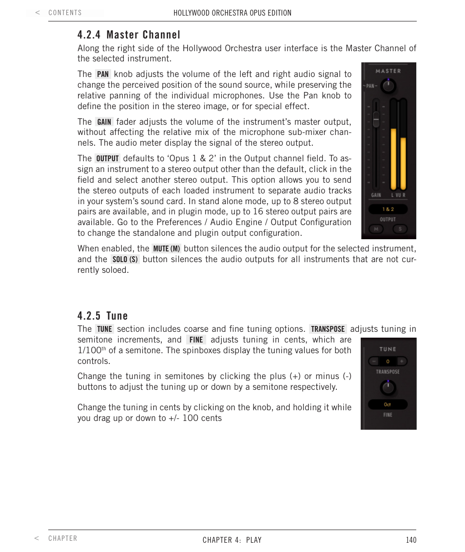 4 master channel, 5 tune, Master channel | Tune | EastWest Hollywood Orchestra Opus Edition Virtual Instrument Plug-In (Download) User Manual | Page 140 / 228