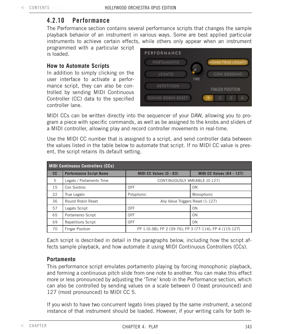 10 performance, How to automate scripts, Portamento | EastWest Hollywood Orchestra Opus Edition Virtual Instrument Plug-In (Download) User Manual | Page 143 / 228