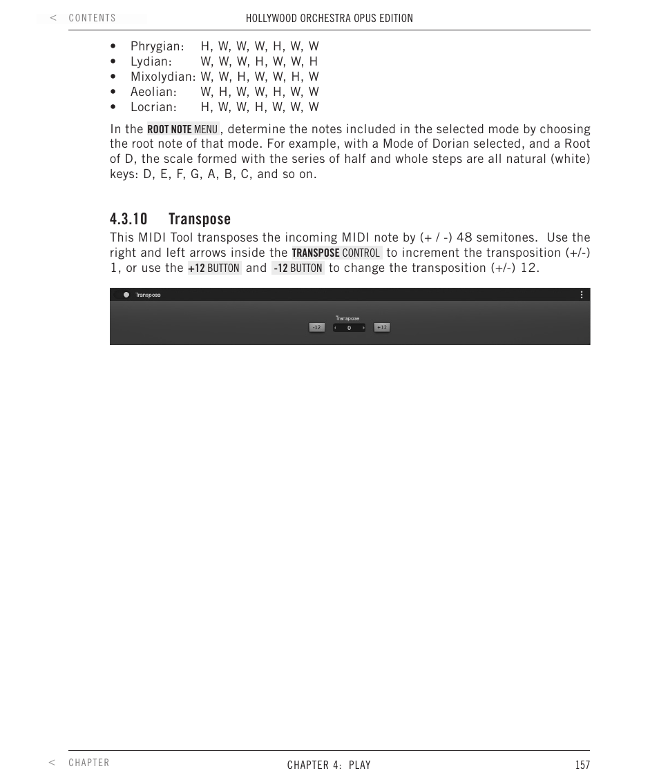 10 transpose, Transpose | EastWest Hollywood Orchestra Opus Edition Virtual Instrument Plug-In (Download) User Manual | Page 157 / 228