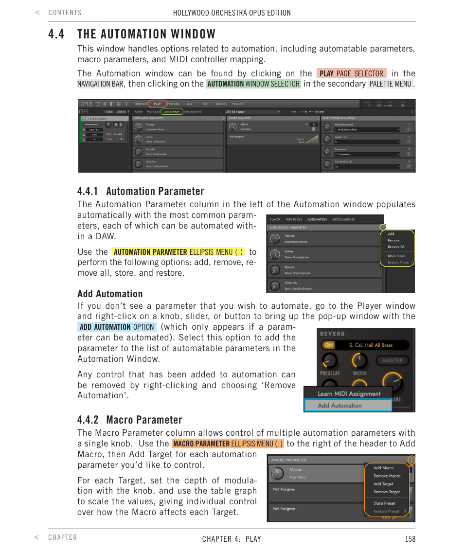 4 the automation window, 1 automation parameter, 2 macro parameter | The automation window, Automation parameter, Macro parameter | EastWest Hollywood Orchestra Opus Edition Virtual Instrument Plug-In (Download) User Manual | Page 158 / 228
