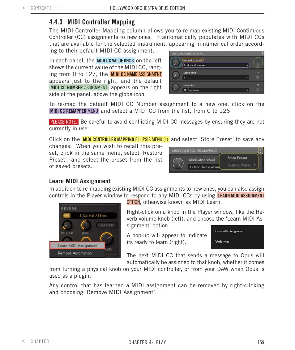 3 midi controller mapping, Midi controller mapping | EastWest Hollywood Orchestra Opus Edition Virtual Instrument Plug-In (Download) User Manual | Page 159 / 228