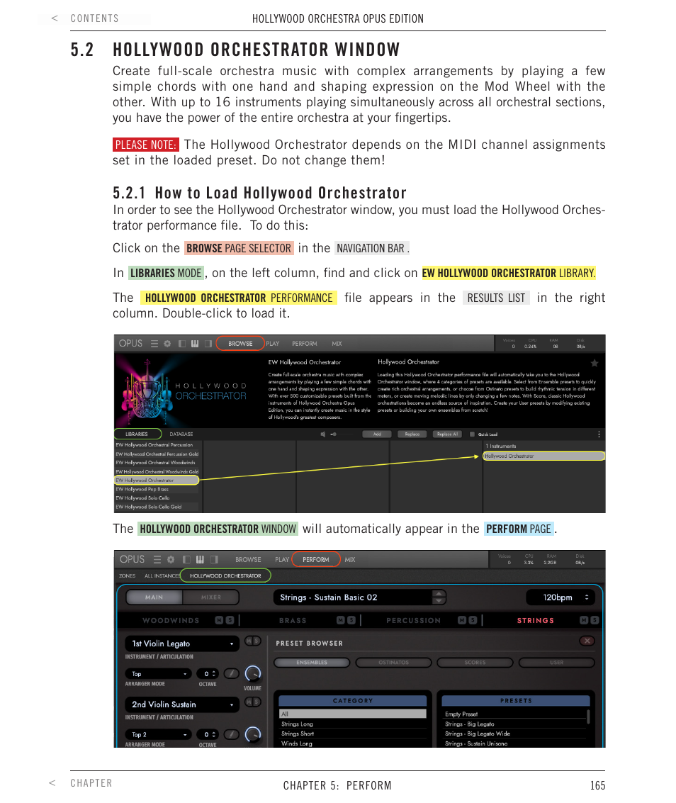 2 hollywood orchestrator window, 1 how to load hollywood orchestrator, Hollywood orchestrator window | How to load hollywood orchestrator | EastWest Hollywood Orchestra Opus Edition Virtual Instrument Plug-In (Download) User Manual | Page 165 / 228