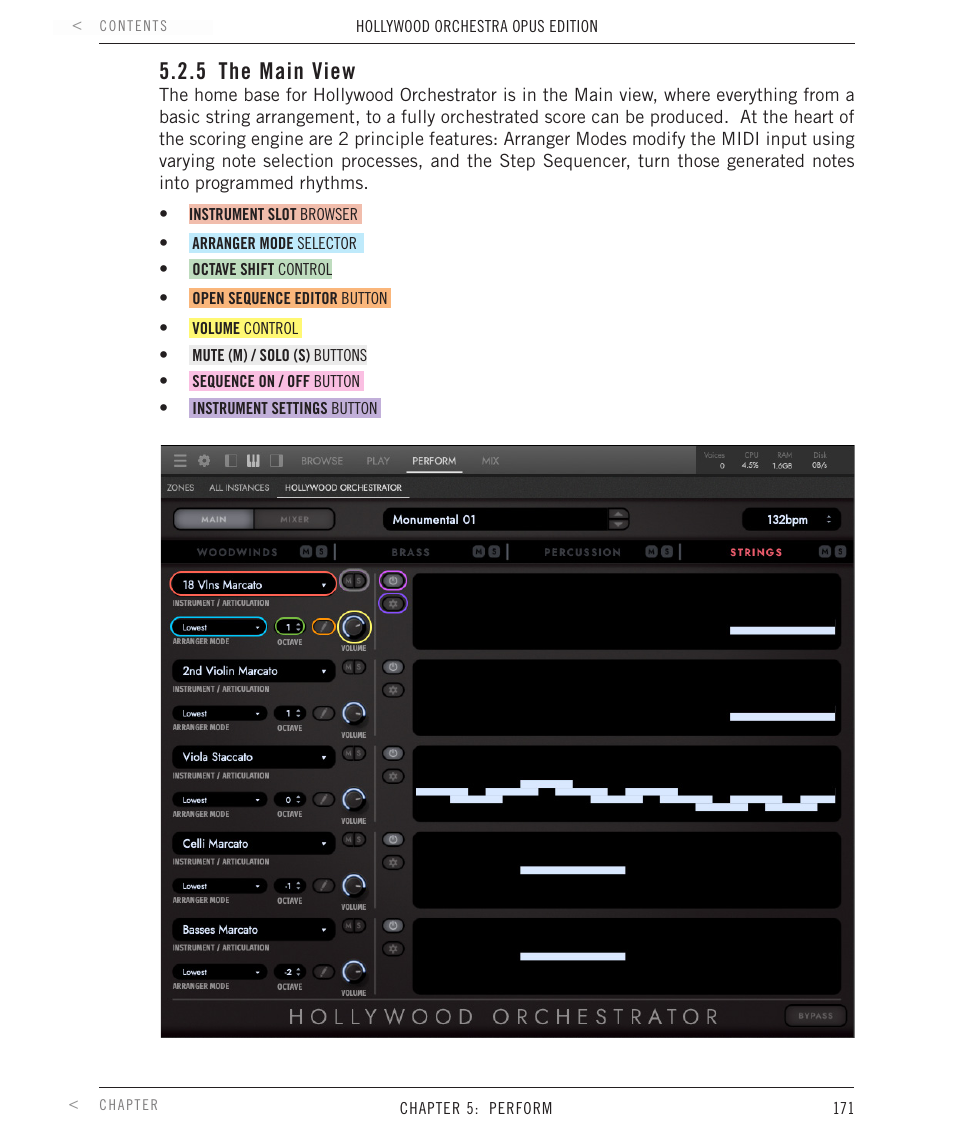 5 the main view, The main view | EastWest Hollywood Orchestra Opus Edition Virtual Instrument Plug-In (Download) User Manual | Page 171 / 228