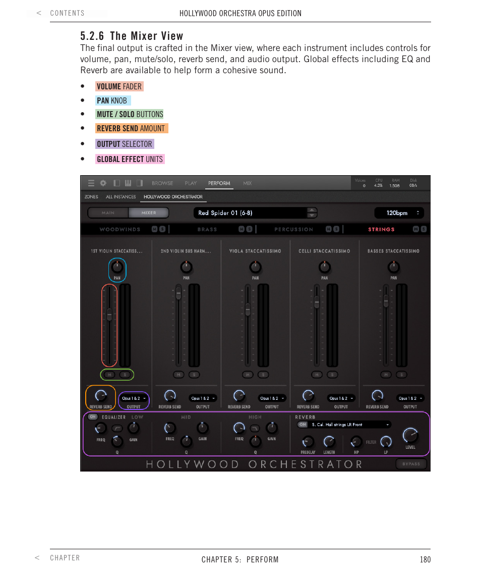 6 the mixer view, The mixer view | EastWest Hollywood Orchestra Opus Edition Virtual Instrument Plug-In (Download) User Manual | Page 180 / 228