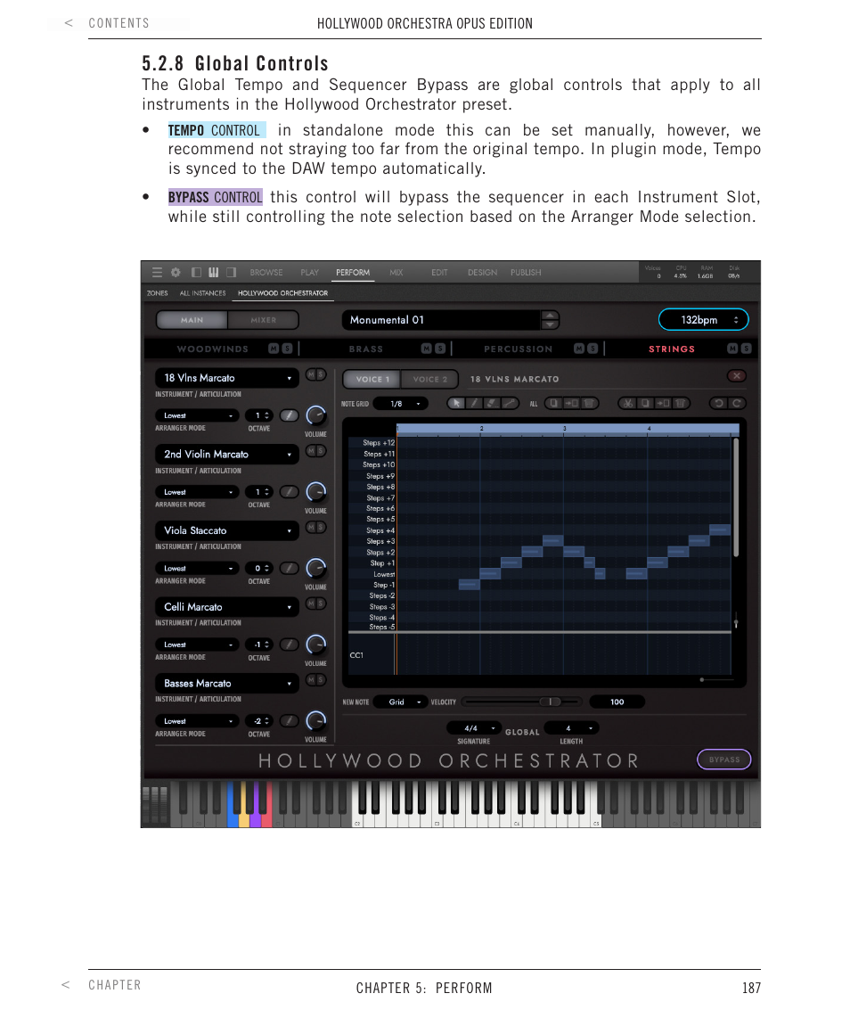 8 global controls, Global controls | EastWest Hollywood Orchestra Opus Edition Virtual Instrument Plug-In (Download) User Manual | Page 187 / 228