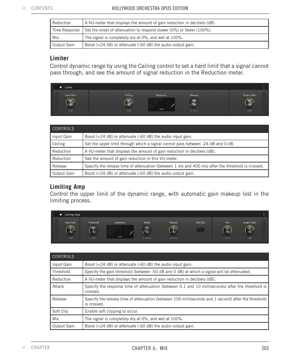 Limiter, Limiting amp | EastWest Hollywood Orchestra Opus Edition Virtual Instrument Plug-In (Download) User Manual | Page 203 / 228