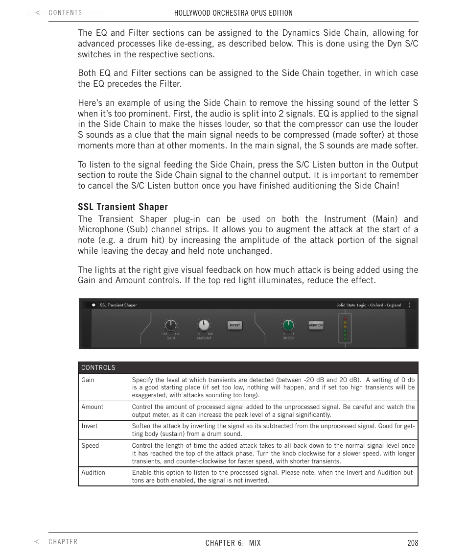 Ssl transient shaper | EastWest Hollywood Orchestra Opus Edition Virtual Instrument Plug-In (Download) User Manual | Page 208 / 228