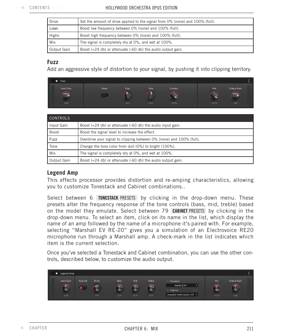 Fuzz, Legend amp | EastWest Hollywood Orchestra Opus Edition Virtual Instrument Plug-In (Download) User Manual | Page 211 / 228