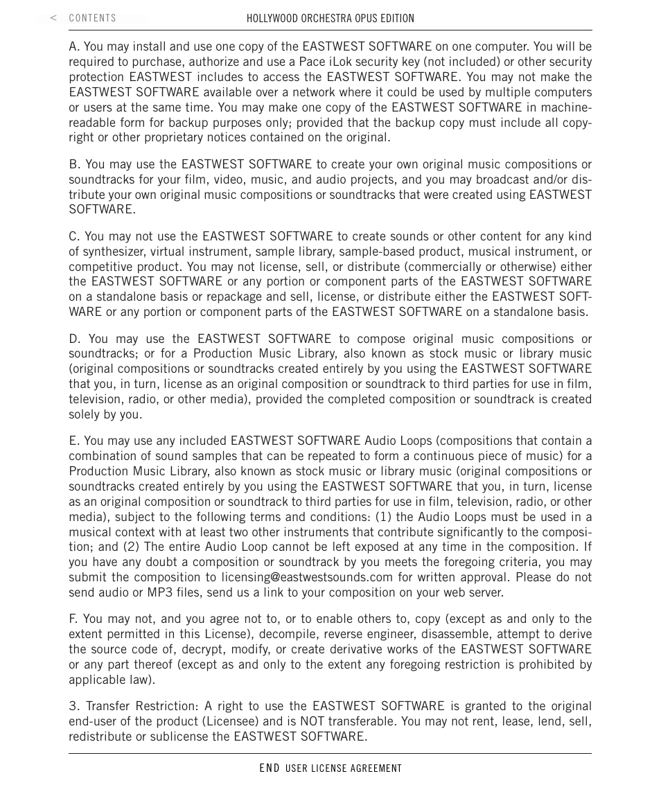 EastWest Hollywood Orchestra Opus Edition Virtual Instrument Plug-In (Download) User Manual | Page 225 / 228