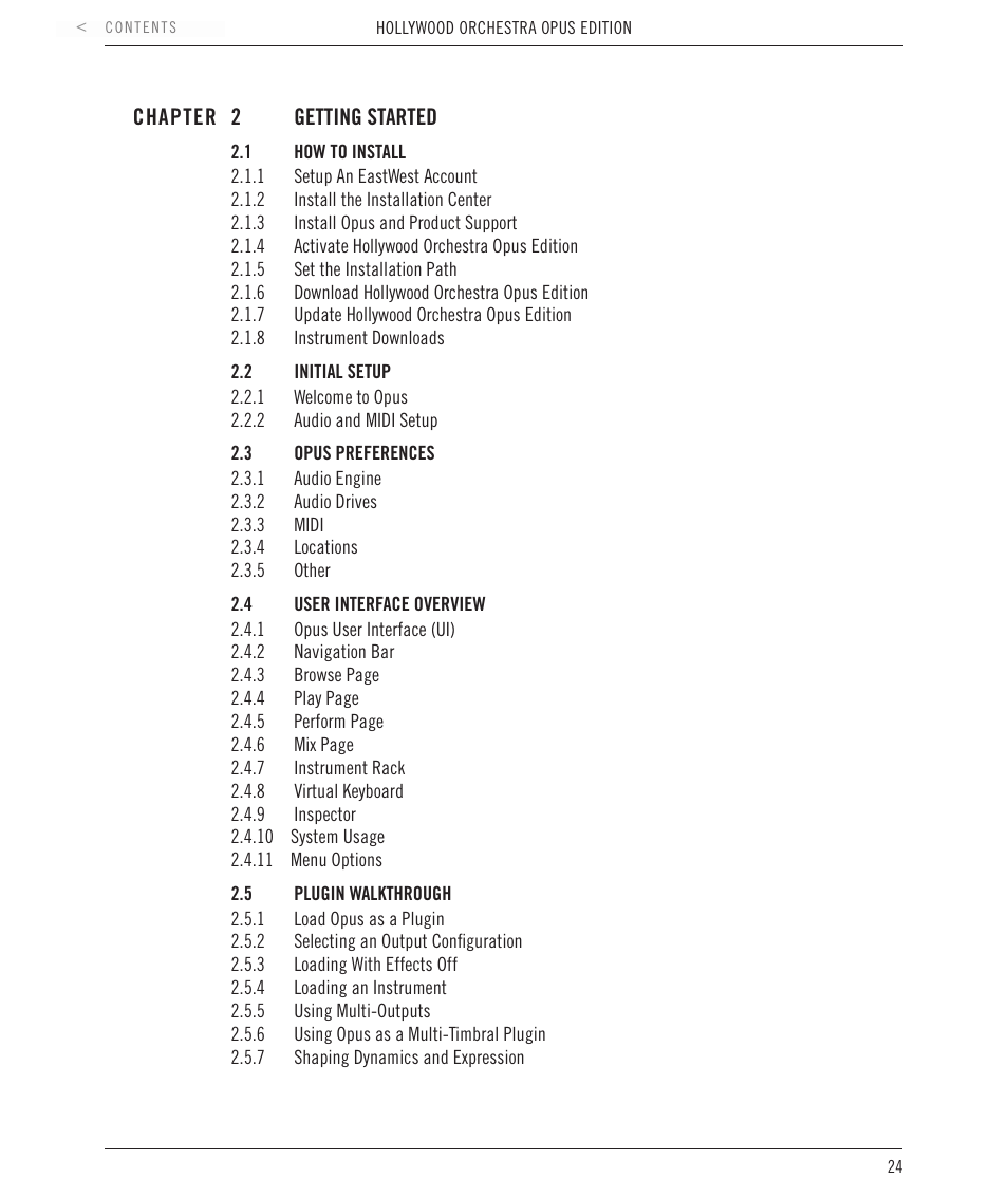Chapter 2: getting started | EastWest Hollywood Orchestra Opus Edition Virtual Instrument Plug-In (Download) User Manual | Page 24 / 228