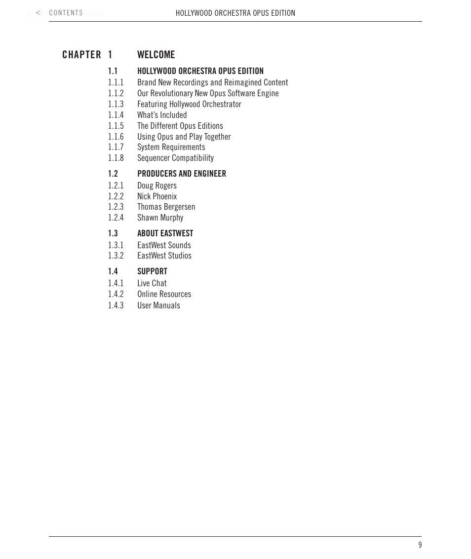 Chapter 1: welcome | EastWest Hollywood Orchestra Opus Edition Virtual Instrument Plug-In (Download) User Manual | Page 9 / 228