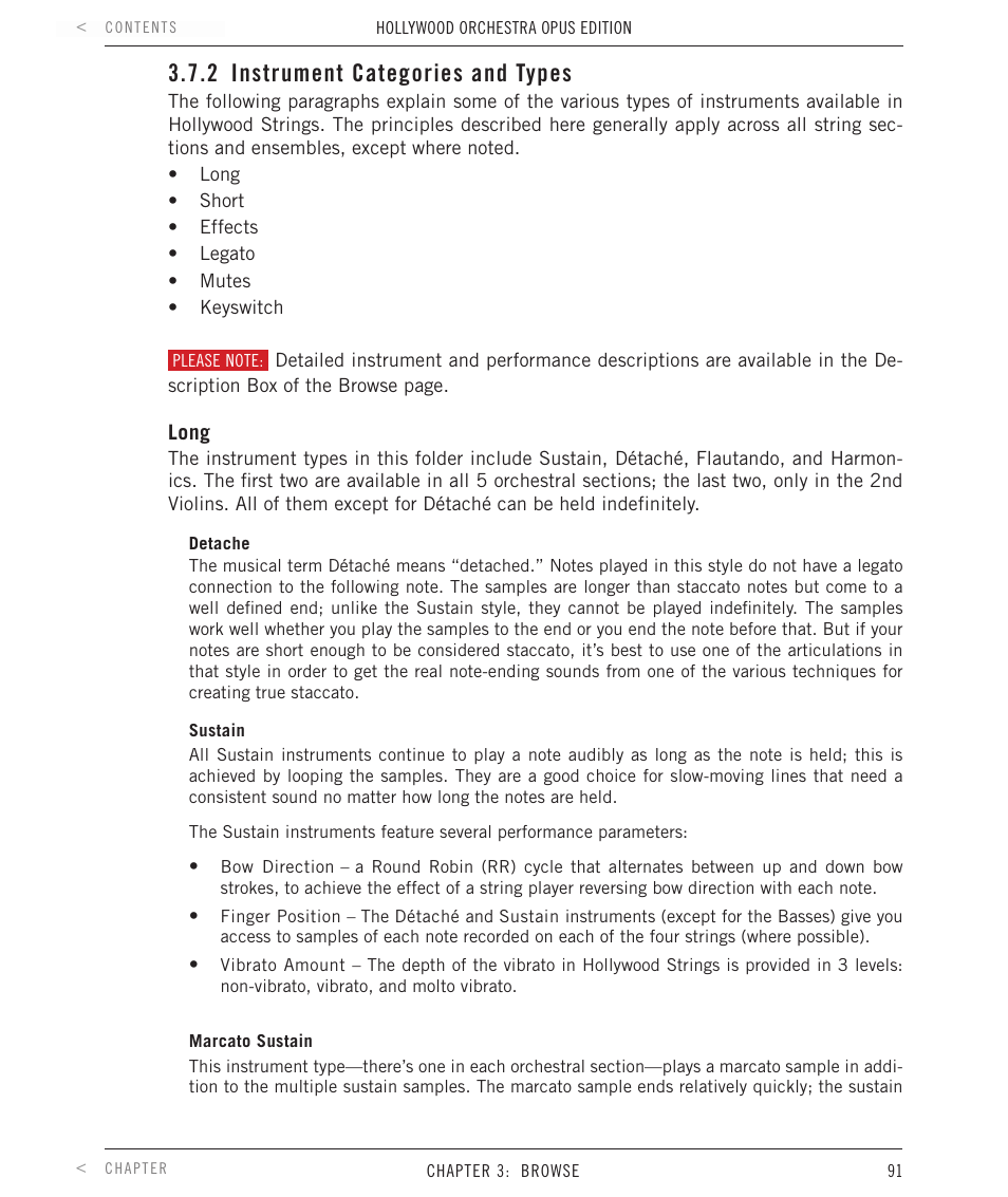 2 instrument categories and types, Instrument categories and types | EastWest Hollywood Orchestra Opus Edition Virtual Instrument Plug-In (Download) User Manual | Page 91 / 228