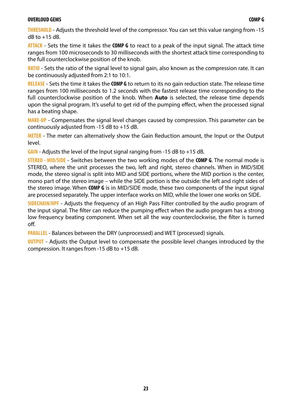 Overloud Gem Comp76 FET Compressor and Limiter Plug-In User Manual | Page 25 / 55