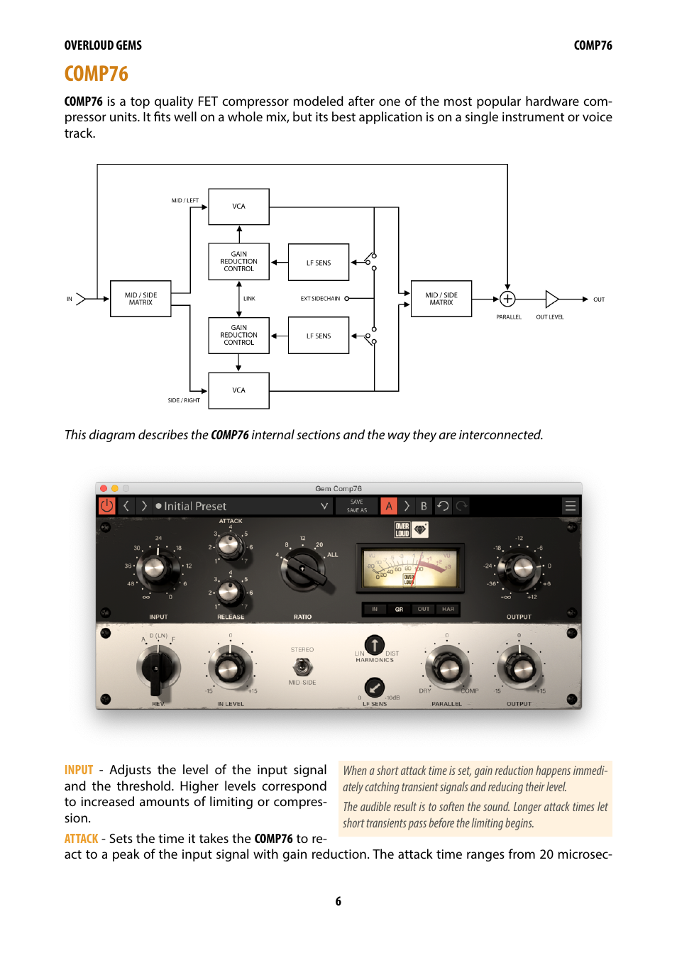 Comp76 | Overloud Gem Comp76 FET Compressor and Limiter Plug-In User Manual | Page 8 / 55