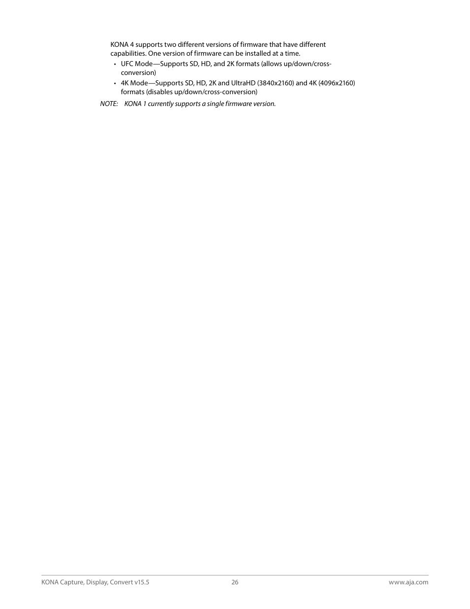 AJA KONA 4 PCI-E Video I/O Card (HDMI Output, Cable Included) User Manual | Page 26 / 94