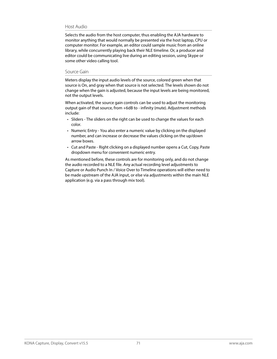 AJA KONA 4 PCI-E Video I/O Card (HDMI Output, Cable Included) User Manual | Page 71 / 94