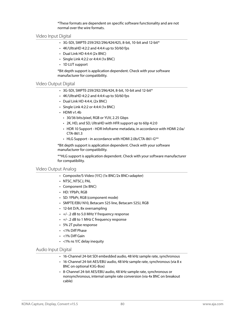 AJA KONA 4 PCI-E Video I/O Card (HDMI Output, Cable Included) User Manual | Page 80 / 94
