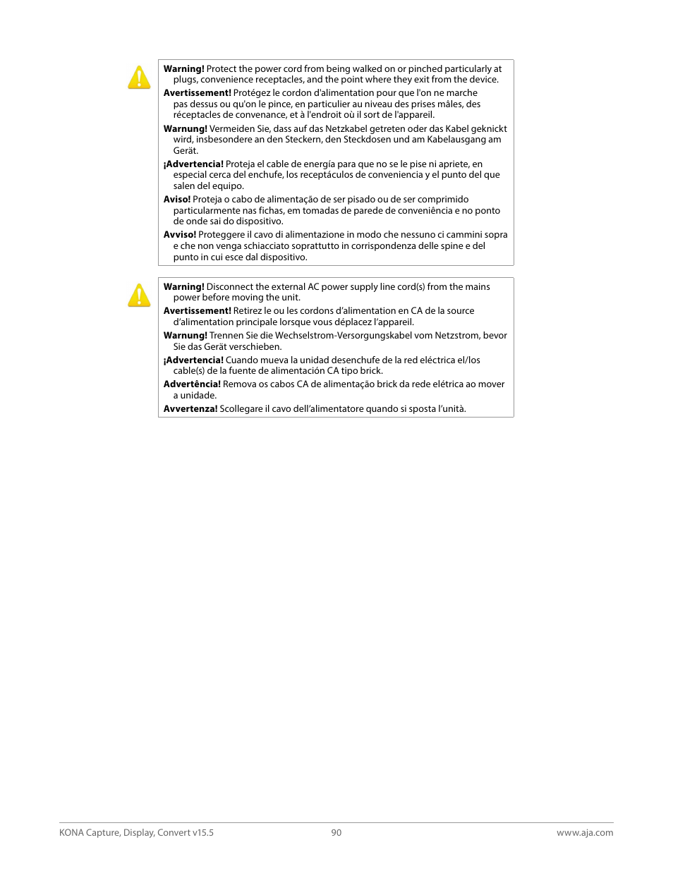 AJA KONA 4 PCI-E Video I/O Card (HDMI Output, Cable Included) User Manual | Page 90 / 94