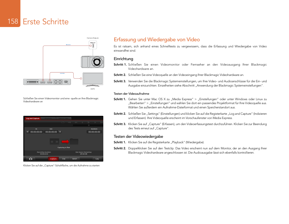 Erfassung und wiedergabe von video, Erste schritte | Blackmagic Design DeckLink Studio 4K Capture & Playback Card User Manual | Page 158 / 295