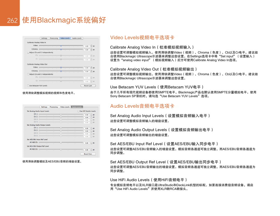 使用blackmagic系统偏好 | Blackmagic Design DeckLink Studio 4K Capture & Playback Card User Manual | Page 262 / 295