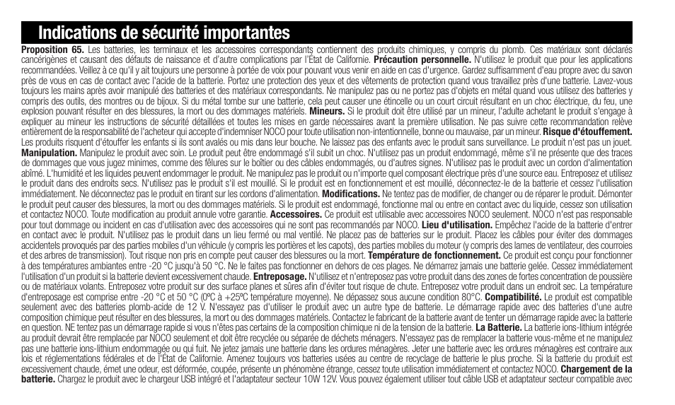 Indications de sécurité importantes | NOCO Genius Boost 3000 Amp UltraSafe Jump Starter & Power Pack User Manual | Page 10 / 274