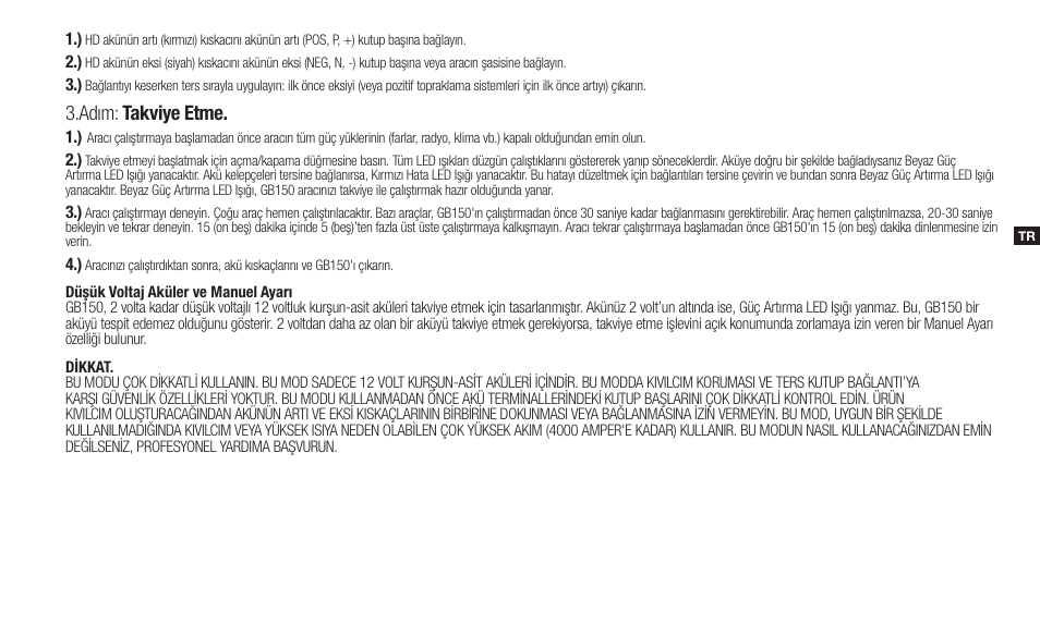 Adım: takviye etme | NOCO Genius Boost 3000 Amp UltraSafe Jump Starter & Power Pack User Manual | Page 101 / 274