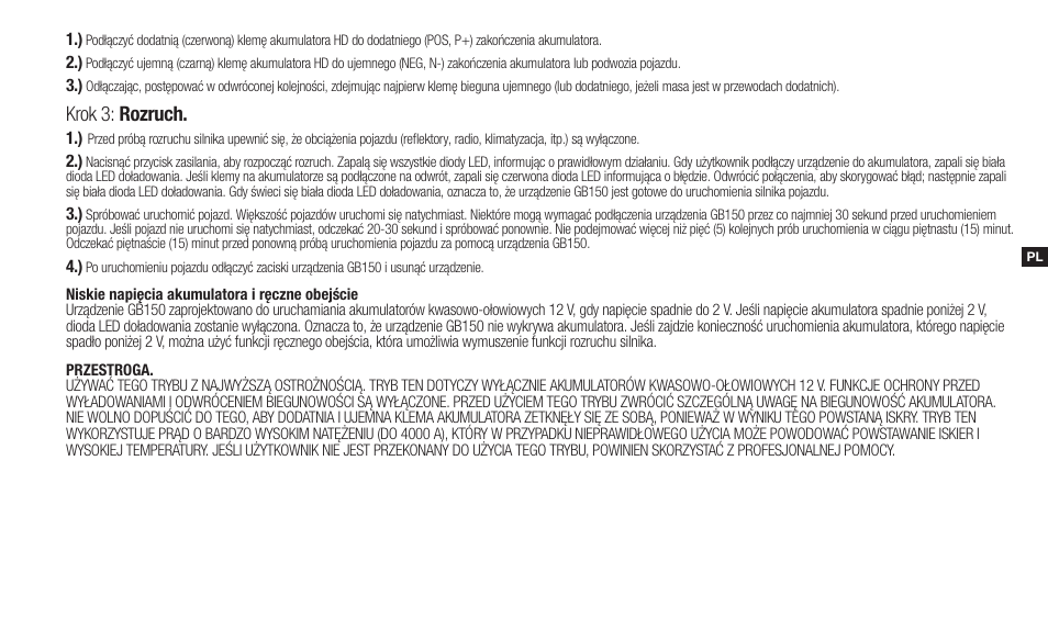 Krok 3: rozruch | NOCO Genius Boost 3000 Amp UltraSafe Jump Starter & Power Pack User Manual | Page 109 / 274
