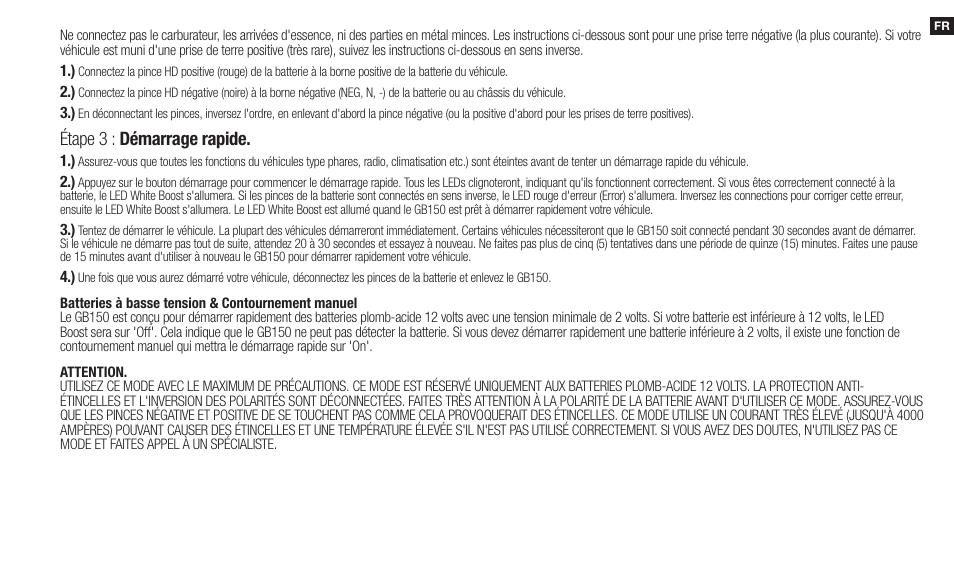 Étape 3 : démarrage rapide | NOCO Genius Boost 3000 Amp UltraSafe Jump Starter & Power Pack User Manual | Page 13 / 274
