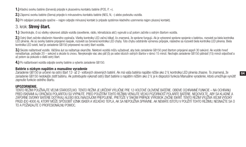 Krok: strmý štart | NOCO Genius Boost 3000 Amp UltraSafe Jump Starter & Power Pack User Manual | Page 133 / 274