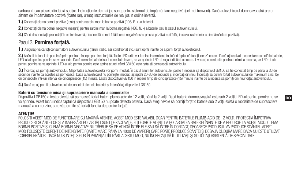Pasul 3: pornirea forțată | NOCO Genius Boost 3000 Amp UltraSafe Jump Starter & Power Pack User Manual | Page 149 / 274