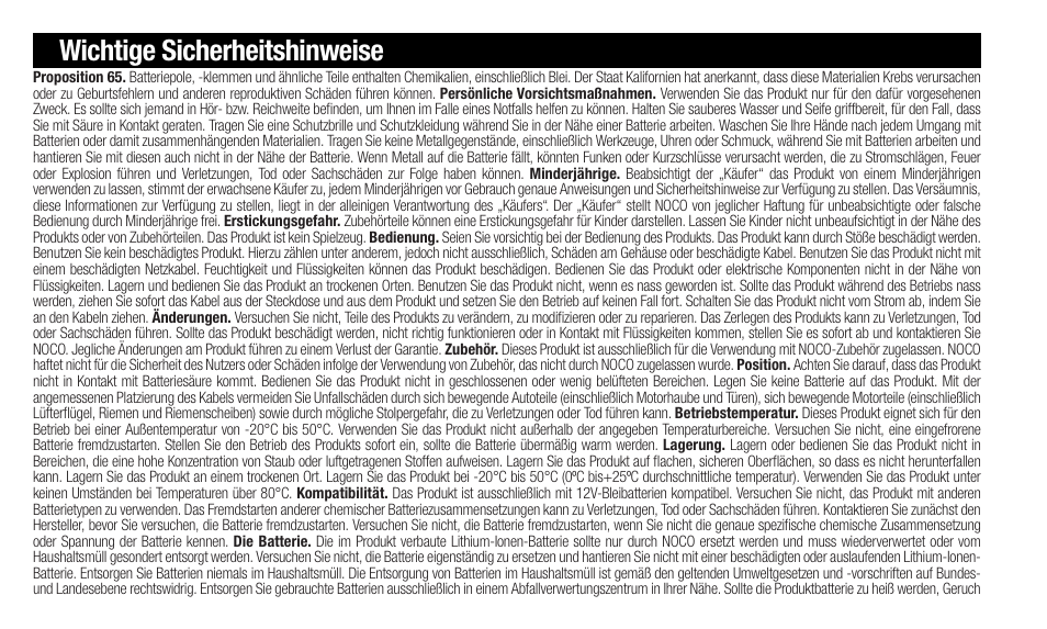 Wichtige sicherheitshinweise | NOCO Genius Boost 3000 Amp UltraSafe Jump Starter & Power Pack User Manual | Page 18 / 274