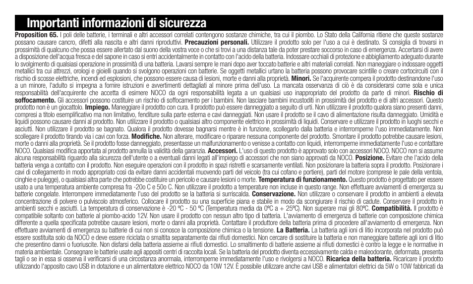 Importanti informazioni di sicurezza | NOCO Genius Boost 3000 Amp UltraSafe Jump Starter & Power Pack User Manual | Page 26 / 274