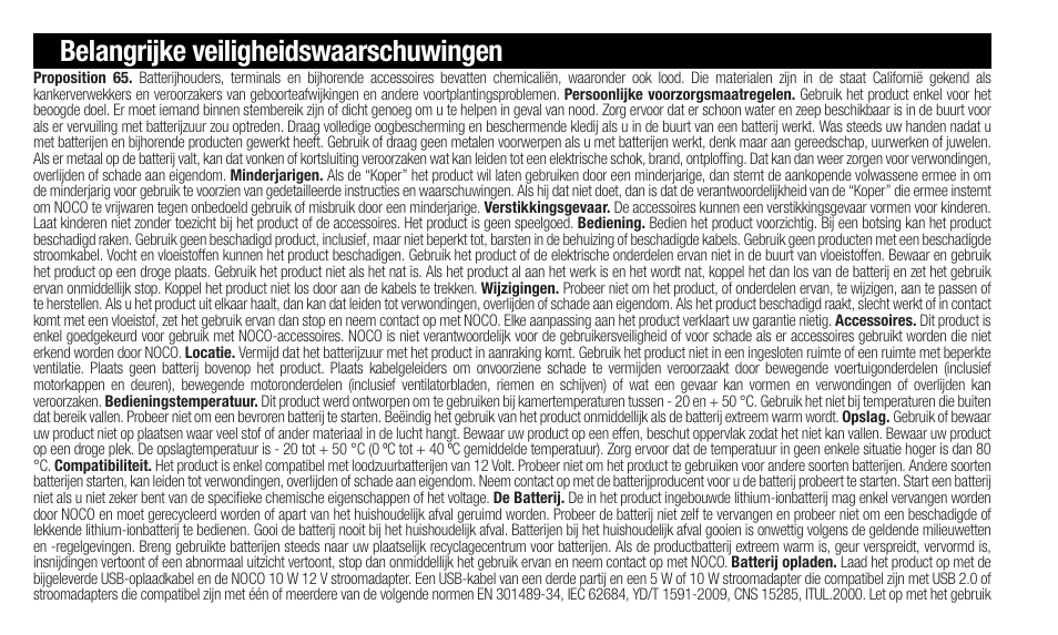 Belangrijke veiligheidswaarschuwingen | NOCO Genius Boost 3000 Amp UltraSafe Jump Starter & Power Pack User Manual | Page 50 / 274