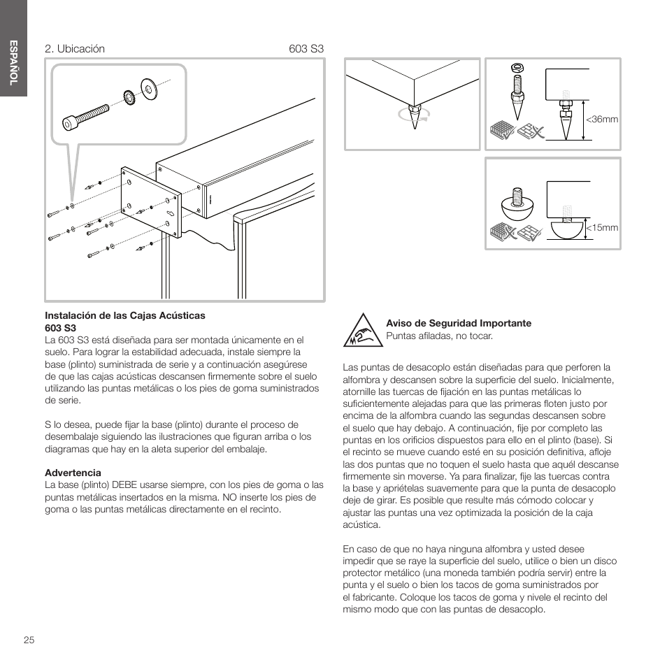 Ubicación | Bowers & Wilkins HTM6 S3 2-Way Center Channel Speaker (Oak) User Manual | Page 26 / 124