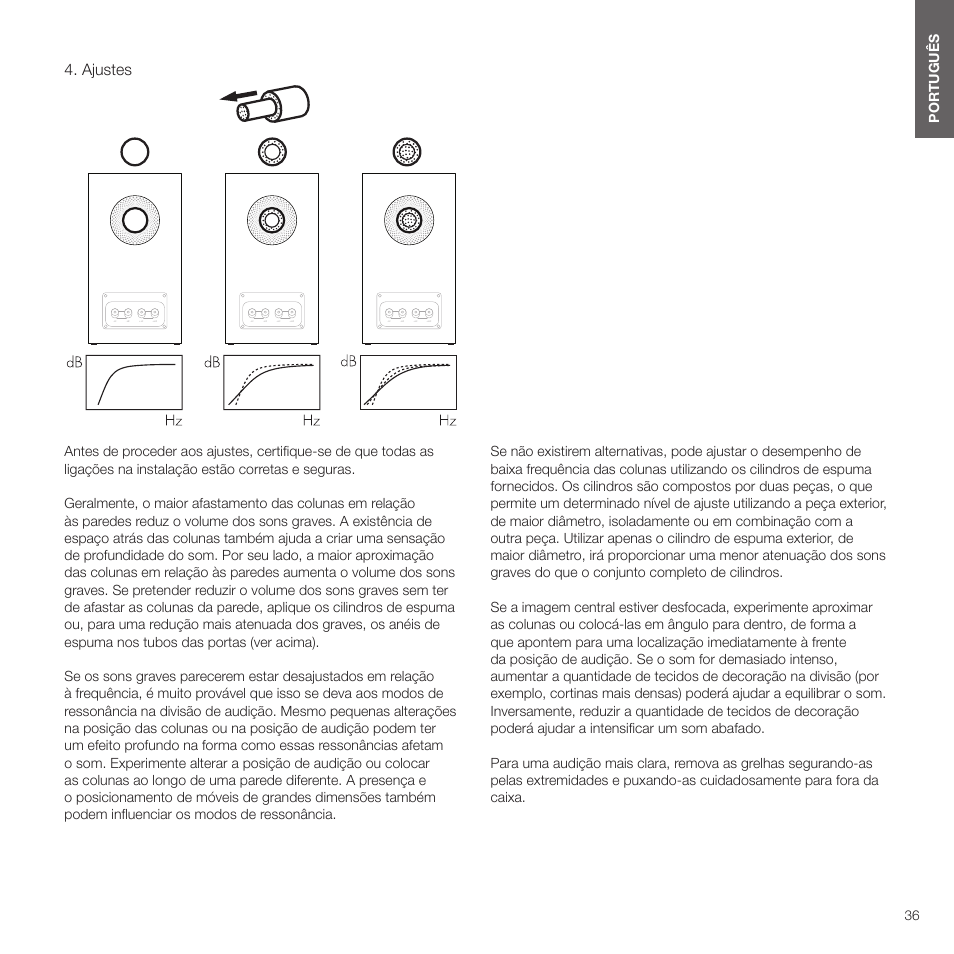 Ajustes | Bowers & Wilkins HTM6 S3 2-Way Center Channel Speaker (Oak) User Manual | Page 37 / 124