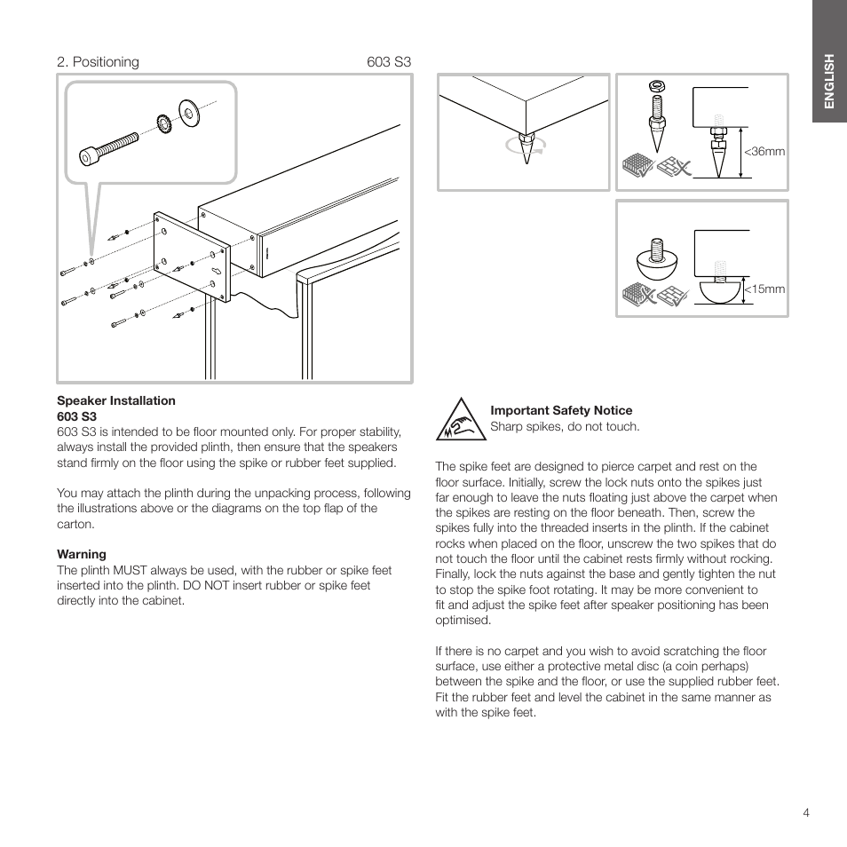 Positioning | Bowers & Wilkins HTM6 S3 2-Way Center Channel Speaker (Oak) User Manual | Page 5 / 124