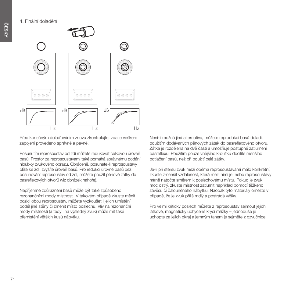 Finální doladění | Bowers & Wilkins HTM6 S3 2-Way Center Channel Speaker (Oak) User Manual | Page 72 / 124