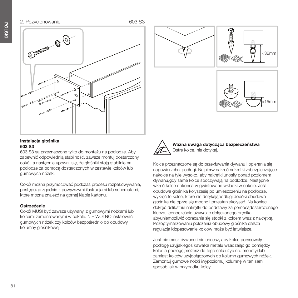 Pozycjonowanie | Bowers & Wilkins HTM6 S3 2-Way Center Channel Speaker (Oak) User Manual | Page 82 / 124