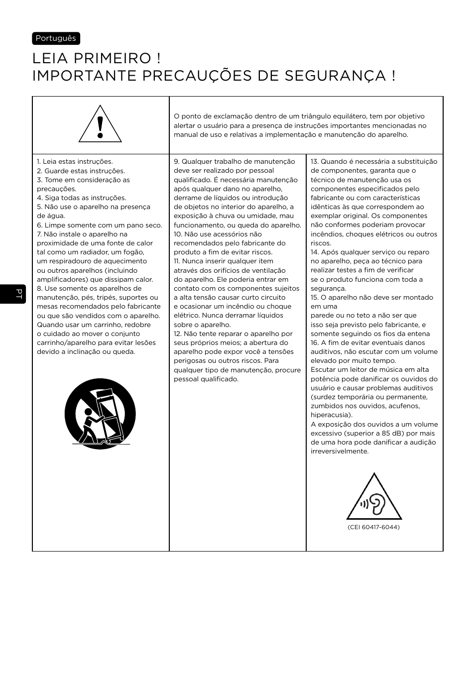 Leia primeiro ! importante precauções de segurança | Focal Vestia Center 2-Way Center Channel Speaker (Dark Wood) User Manual | Page 22 / 47