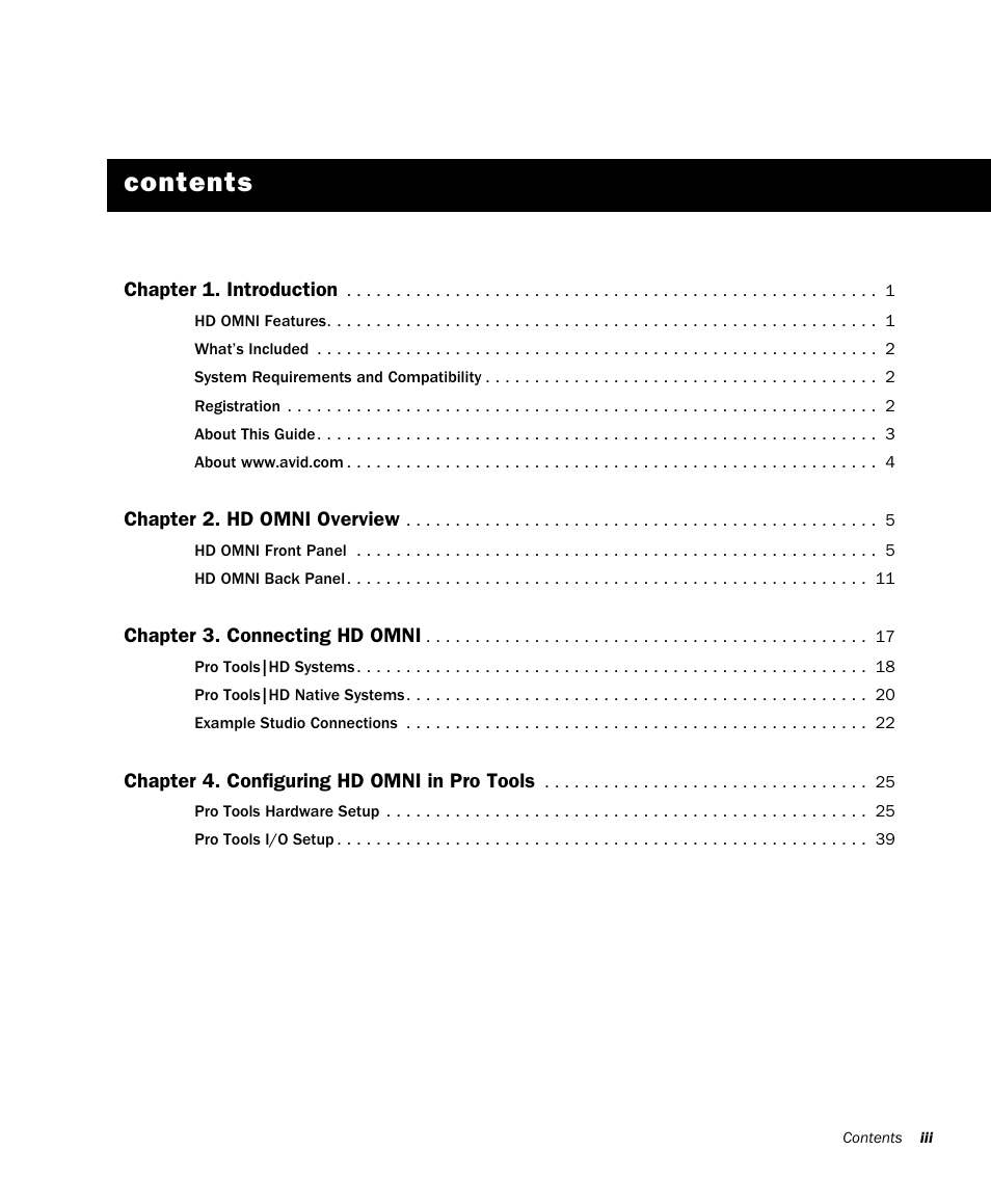 Avid HD OMNI Preamp, I/O, and Monitoring Pro Tools HD Series Interface User Manual | Page 3 / 71