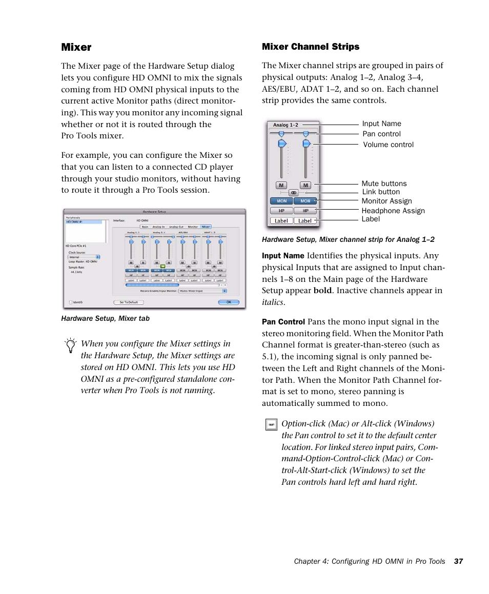 Mixer | Avid HD OMNI Preamp, I/O, and Monitoring Pro Tools HD Series Interface User Manual | Page 41 / 71