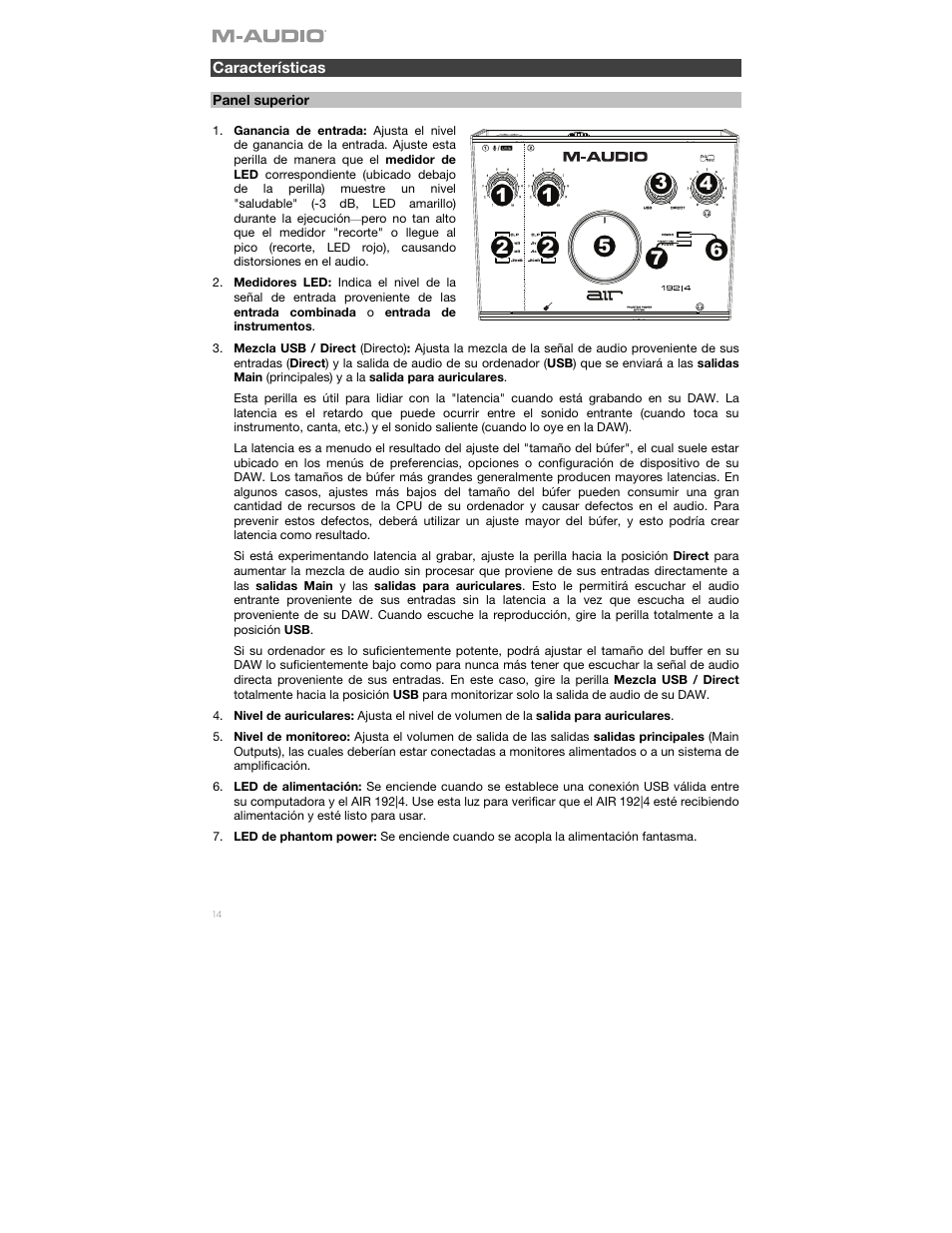 Características | M-AUDIO Air 192|4 Vocal Studio Pro Desktop 2x2 USB Type-C Audio Interface with Mic and Headphones User Manual | Page 14 / 40