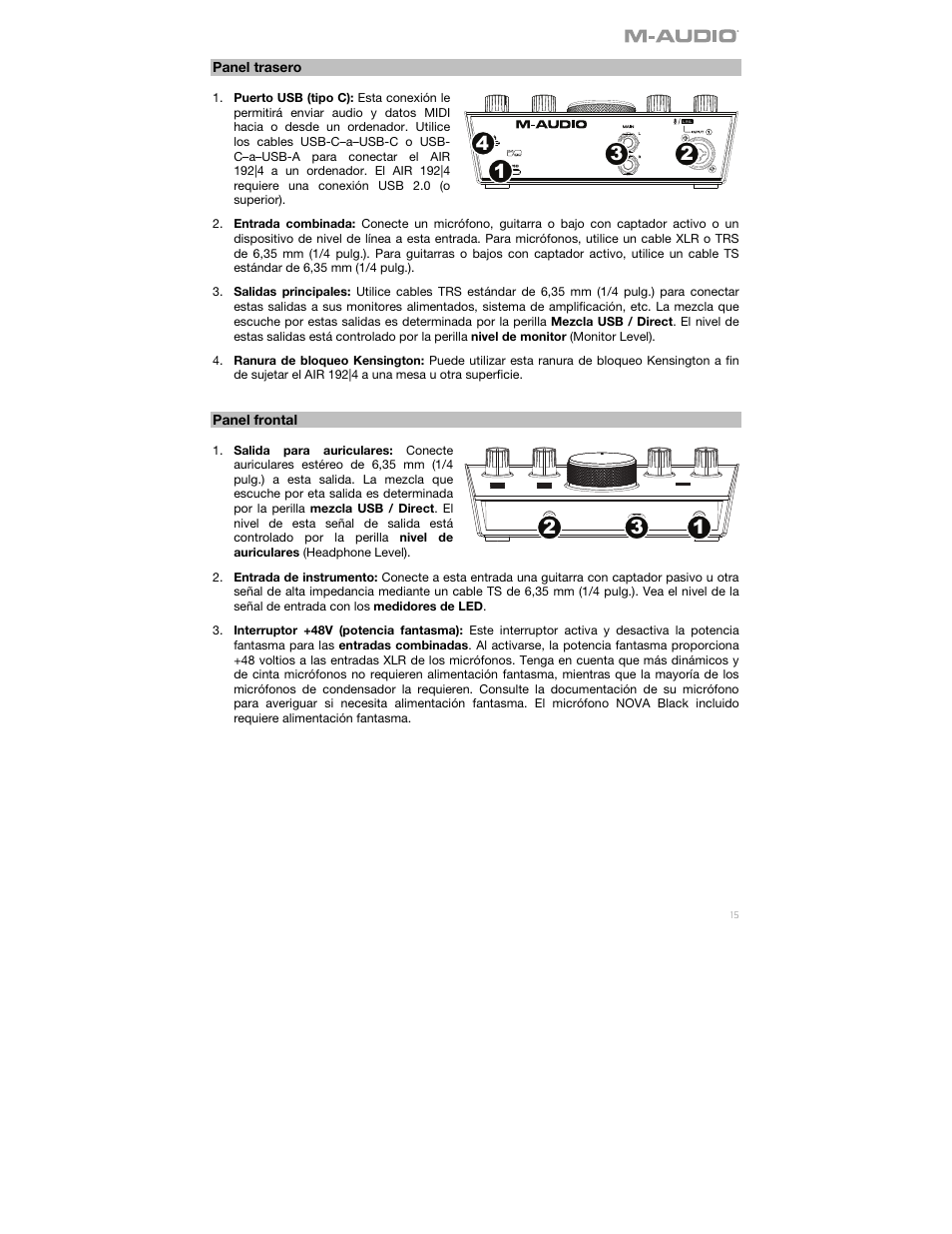 M-AUDIO Air 192|4 Vocal Studio Pro Desktop 2x2 USB Type-C Audio Interface with Mic and Headphones User Manual | Page 15 / 40