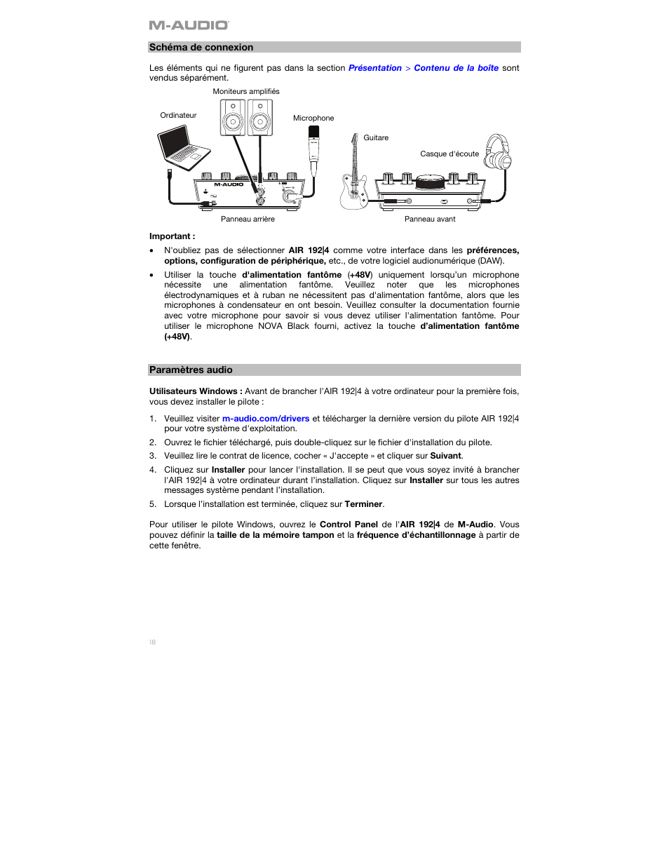 M-AUDIO Air 192|4 Vocal Studio Pro Desktop 2x2 USB Type-C Audio Interface with Mic and Headphones User Manual | Page 18 / 40