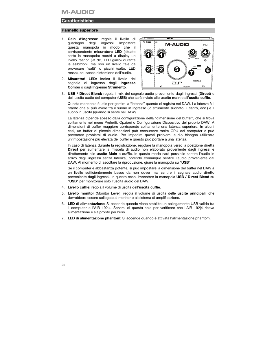Caratteristiche | M-AUDIO Air 192|4 Vocal Studio Pro Desktop 2x2 USB Type-C Audio Interface with Mic and Headphones User Manual | Page 28 / 40