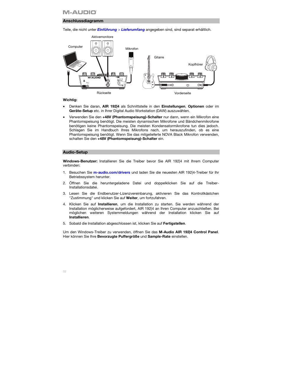 M-AUDIO Air 192|4 Vocal Studio Pro Desktop 2x2 USB Type-C Audio Interface with Mic and Headphones User Manual | Page 32 / 40