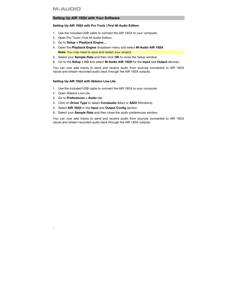 M-AUDIO Air 192|4 Vocal Studio Pro Desktop 2x2 USB Type-C Audio Interface with Mic and Headphones User Manual | Page 6 / 40