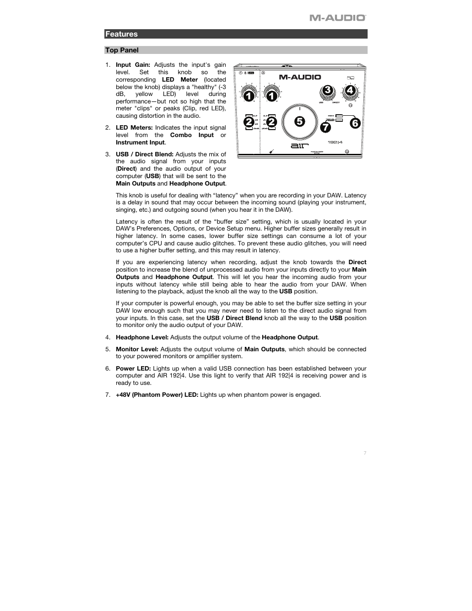 Features | M-AUDIO Air 192|4 Vocal Studio Pro Desktop 2x2 USB Type-C Audio Interface with Mic and Headphones User Manual | Page 7 / 40